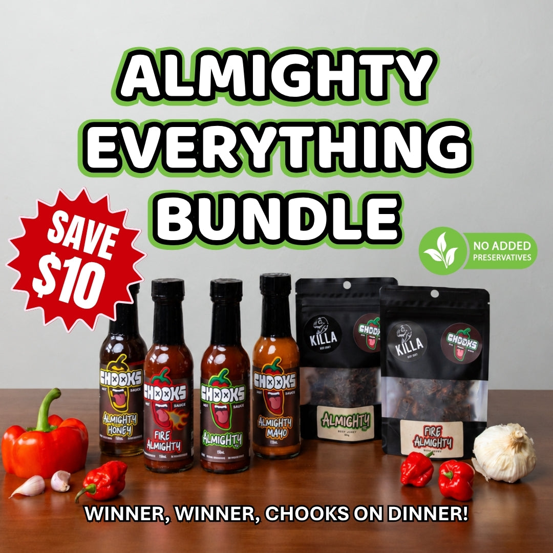 Almighty Everything Bundle – Hot Sauces, Hot Honey, Mayo & Beef Jerky